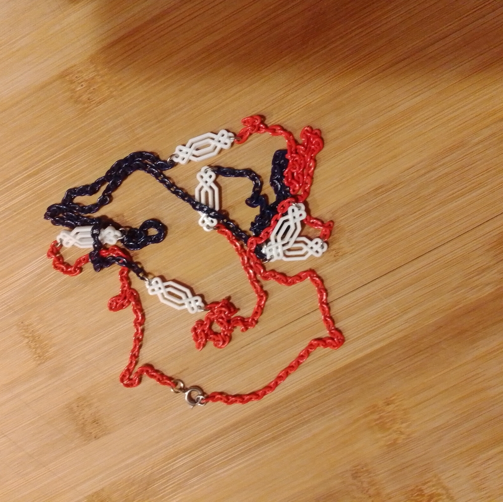 Vtg Americana Necklace Red, White & Blue